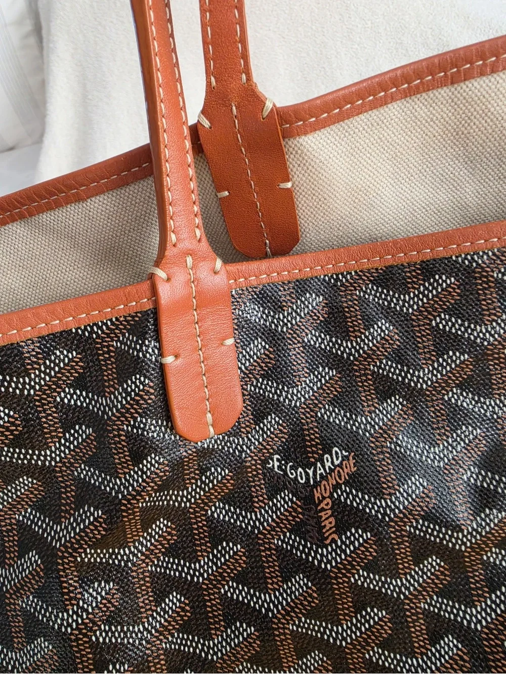 Goyard Saint Louis GM Black with Tan/Gold Trim with Pouch - Picture 15 of 17